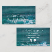 Signature Script Aqua Green Blue Modern Beach Busi Visitenkarte (Vorne/Hinten)