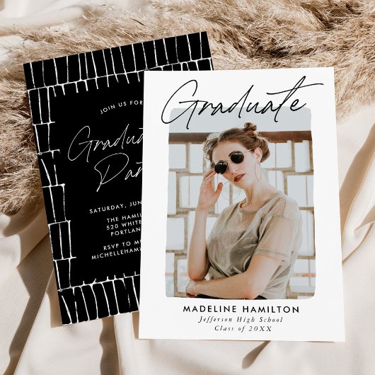 Signature Script Black Foto Graduation Party Einladung