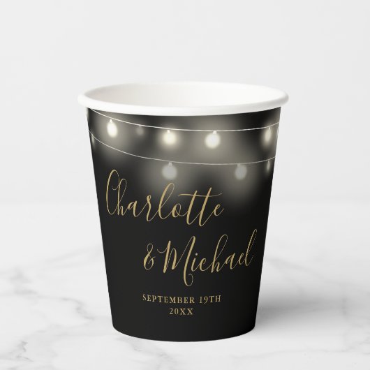 Signature-Script-Black-Gold-Hochzeit Pappbecher (Vorderseite)