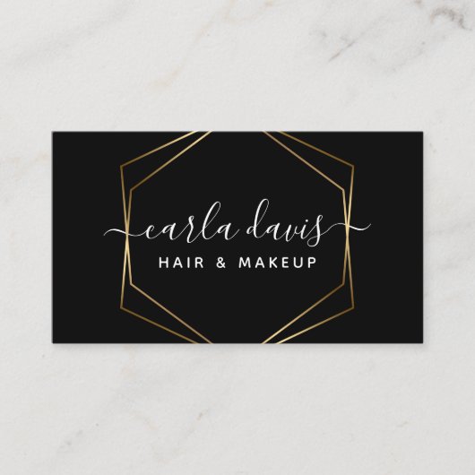 Signature Script Black und Gold Geometric Visitenkarte (Vorderseite)