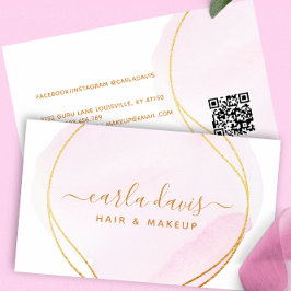Signature Script Blush Pink Wasserfarbe Gold QR Visitenkarte