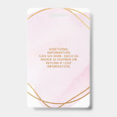 Signature Script Blush Pink Watercolor Gold Circle Ausweis (Rückseite)