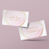 Signature Script Blush Pink Watercolor Gold Circle Visitenkarte