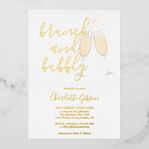 Signature Script Brunch Bubbly Brautparty Gold Folieneinladung