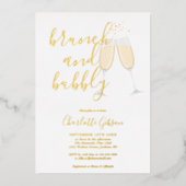 Signature Script Brunch Bubbly Brautparty Gold Folieneinladung (Vorderseite)