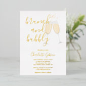 Signature Script Brunch Bubbly Brautparty Gold Folieneinladung (Stehend vorne)