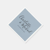 Signature Script Dusty Blue Elegant Hochzeit Serviette (Ecke)