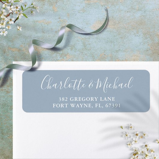 Signature Script Dusty Blue Wedding Rücksendeadres