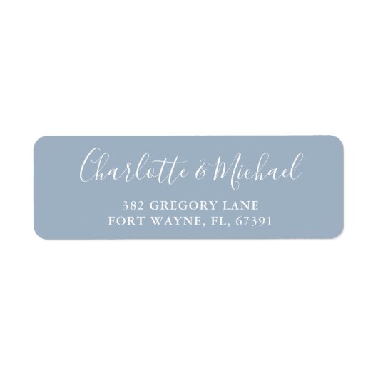 Signature Script Dusty Blue Wedding Rücksendeadres (Vorne)