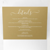 Signature Script Elegant Monogram Gold Wedding Dreifach Gefaltete Einladung (Innen Erste Seite)