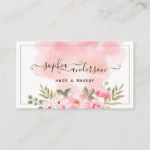 Signature Script & elegante Aquarellfarbe Rosa Visitenkarte (Vorderseite)