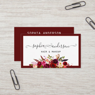 Signature Script & Elegante Burgundy Floral Rose  Visitenkarte