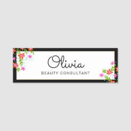 Signature Script Floral Name Tag Namensschild