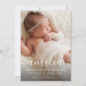 Signature Script-Foto Geburtsankündigung Einladung (Vorderseite)