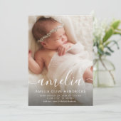 Signature Script-Foto Geburtsankündigung Einladung (Stehend Vorderseite)