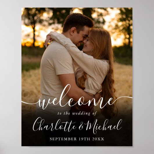 Signature Script-Foto Hochzeitszeichen Poster (Vorne)