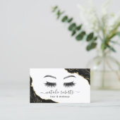 Signature Script Gold Marble Agate Beauty Salon Visitenkarte (Stehend Vorderseite)