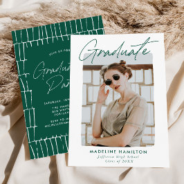 Signature Script Green Foto Graduation Party Einladung