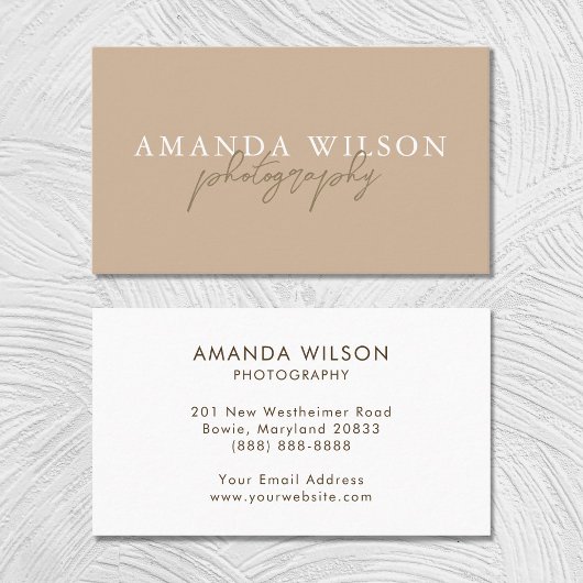 Signature Script handschriftlich Boho Beige Brown Visitenkarte