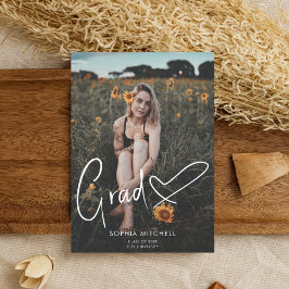 Signature Script Heart Foto Graduation Party Einladung