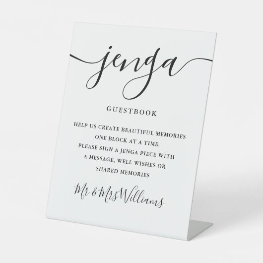 Signature Script Jenga Wedding Gäestbook Sockelschild (Vorderseite)