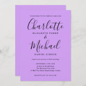 Signature Script Lavender Lilac Orchid Wedding Einladung (Vorne/Hinten)