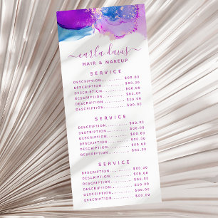 Signature Script Lila Blue Alcohol Tinte Werbekarte