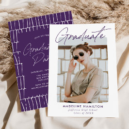 Signature Script Lila Foto Graduation Party Einladung