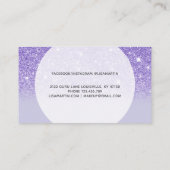 Signature Script Lila Glitzer Moderne Girly Visitenkarte (Rückseite)