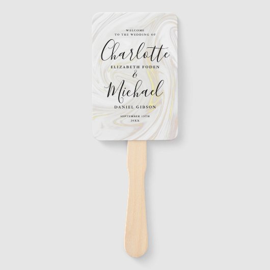 Signature Script Marble Wedding Program Fächer (Vorderseite)