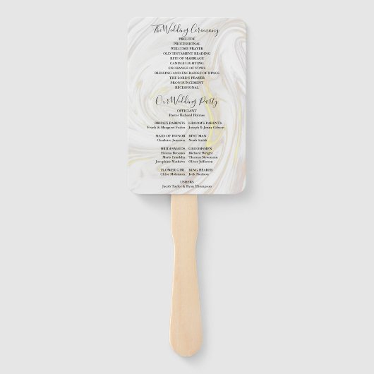 Signature Script Marble Wedding Program Fächer (Rückseite)