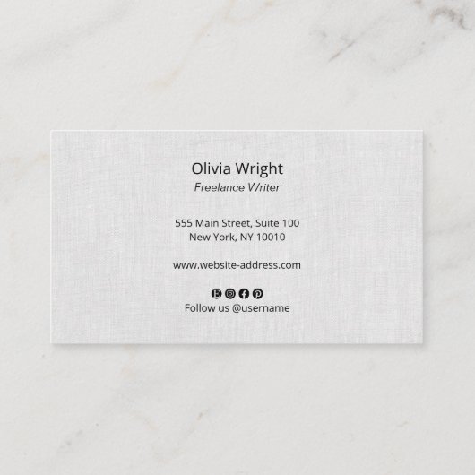 Signature Script modern, Grauwäsche Beruflich Visitenkarte (Rückseite)