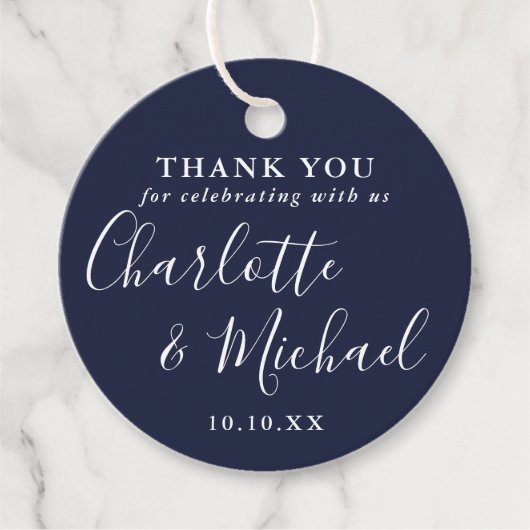 Signature Script Navy Blue Vielen Dank Geschenkanhänger (Vorderseite)