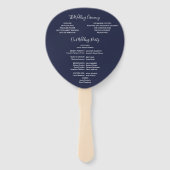 Signature Script Navy Blue Wedding Program Fächer (Rückseite)