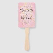 Signature Script Pink Gold Marble Wedding Programm Fächer (Vorderseite)