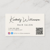Signature Script QR Code Cream Visitenkarte (Vorderseite)