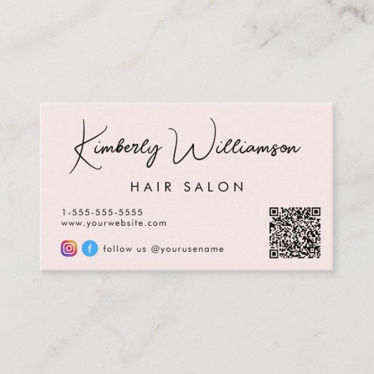 Signature Script QR Code Rosa Visitenkarte (Vorderseite)