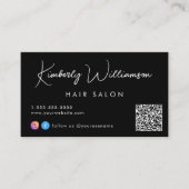 Signature Script QR Code Schwarz Visitenkarte (Vorderseite)