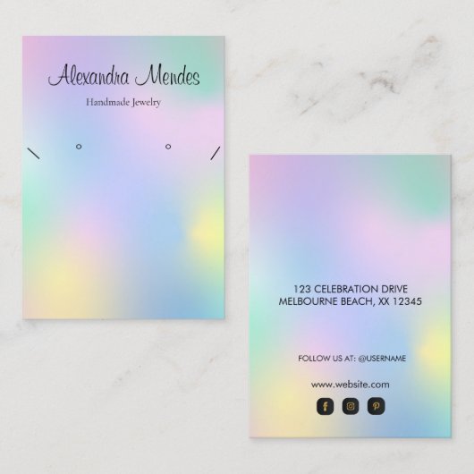 Signature Script Rainbow Hologram Necklace Earring Visitenkarte (Vorne/Hinten)
