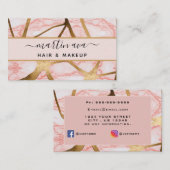 Signature Script Rosa Glam Glitzer Marble Modern Visitenkarte (Vorne/Hinten)