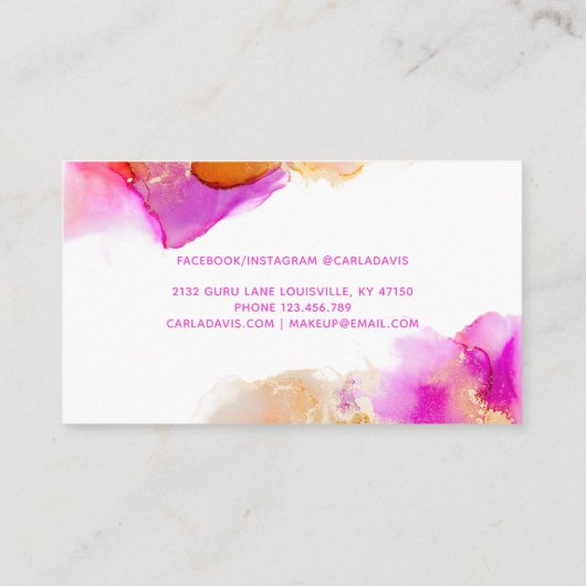 Signature Script Rosa Orange Alkohol Tinte Terminkarte (Rückseite)