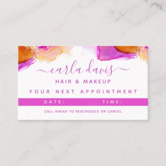 Signature Script Rosa Orange Alkohol Tinte Terminkarte (Vorderseite)