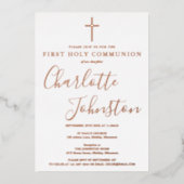 Signature Script Rose Gold Foto Heilige Kommune Folieneinladung (Vorderseite)