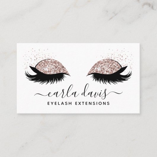 Signature Script-Rose Gold Glitzer Eyelashes Visitenkarte (Vorderseite)