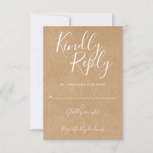 Signature Script Rustic Kraft UAWG RSVP Karte (Vorderseite)