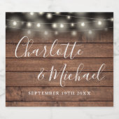 Signature Script rustic Wood String Lights Hochzei Schaumweinetikett (Einzelnes Label)