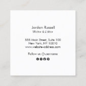 Signature Script Schriftart Schwarz und Weiß Quadr Quadratische Visitenkarte (Rückseite)