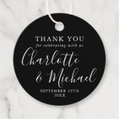 Signature Script Schwarz und Weiß Vielen Dank Geschenkanhänger (Vorderseite)