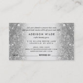 Signature Script Silver Glitzer Moderne Girly Empfehlungskarte (Rückseite)