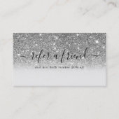 Signature Script Silver Glitzer Moderne Girly Empfehlungskarte (Vorderseite)